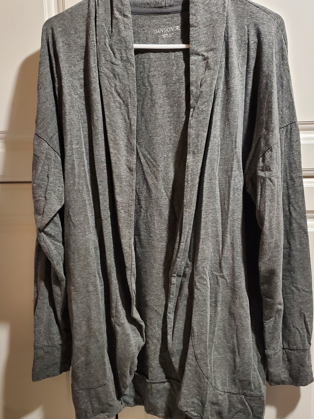 Danskin Women's Gray Open-Front Cardigan Sweater